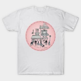 Pink Gay Paris Cafe Life T-Shirt